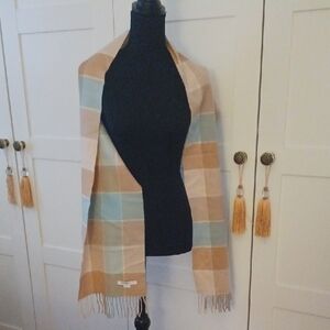 Plaid Scarf in Beige and Blue